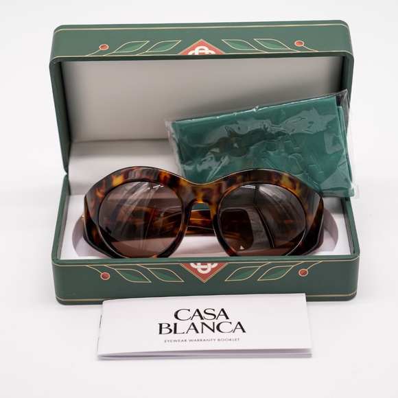 CASABLANCA Round Goggle Acetate Sunglasses Tortoise - Picture 9 of 11